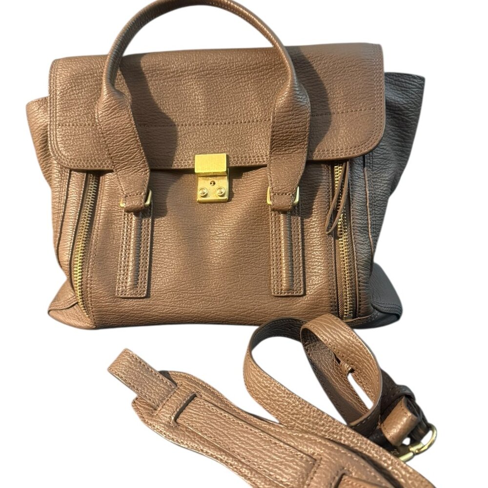 Authentic 3.1 PHILLIP LIM Textured Calfskin Medium Pashli Satchel in Taupe. - Picture 2 of 13